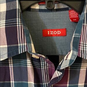 Izod Men's Casual Plaid Shirt - Blue and Purple